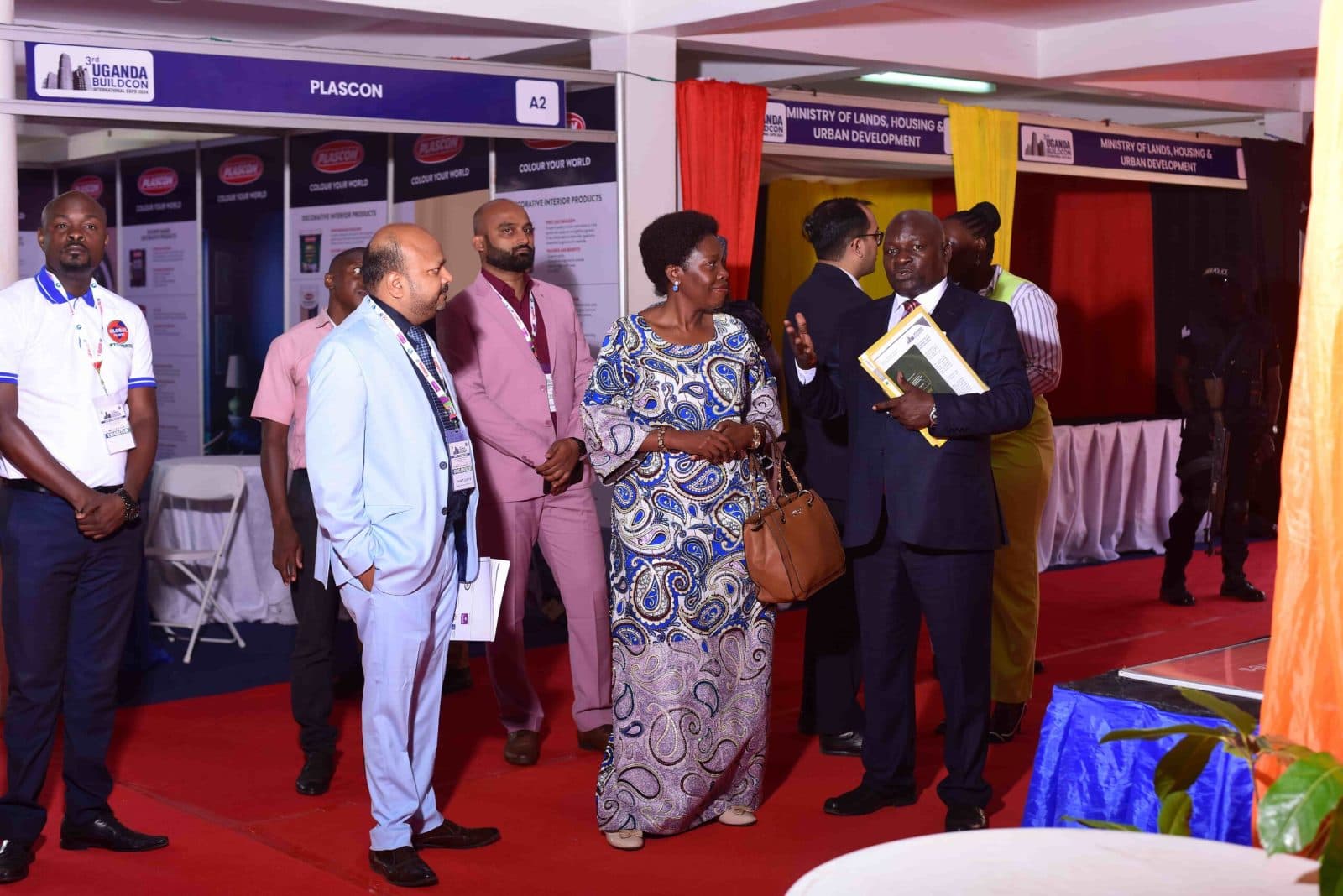 Guests touring exhibitor stands in the Uganda Buildcon exhibition hall